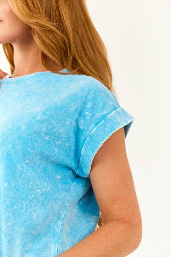 Cornflower Soft Washed Cotton Short Sleeve Top - Image 6