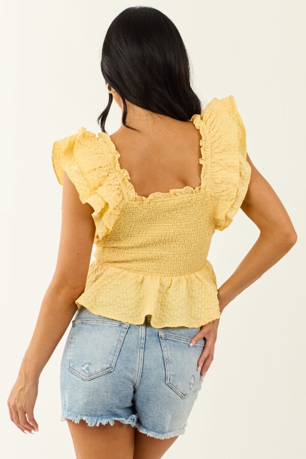 Lemon Gingham Smocked Ruffle Top - Image 9
