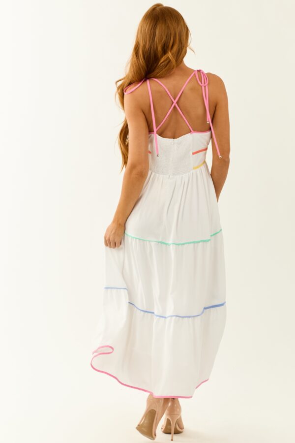 Off White Tiered Sleeveless Midi Dress - Image 6
