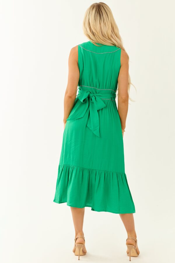 V Neck Sleeveless Tiered Midi Wrap Dress - Image 6