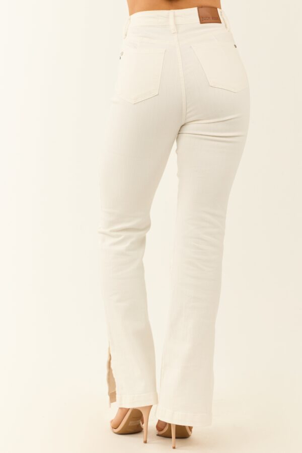 Ivory Stretchy Slit Hem Bootcut Jeans - Image 5