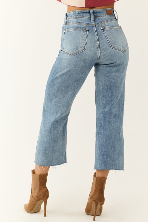 Light Wash Distressed Wide Crop Jeans - Image 5