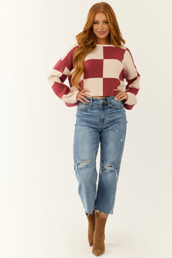 Light Wash Distressed Wide Crop Jeans - Image 7