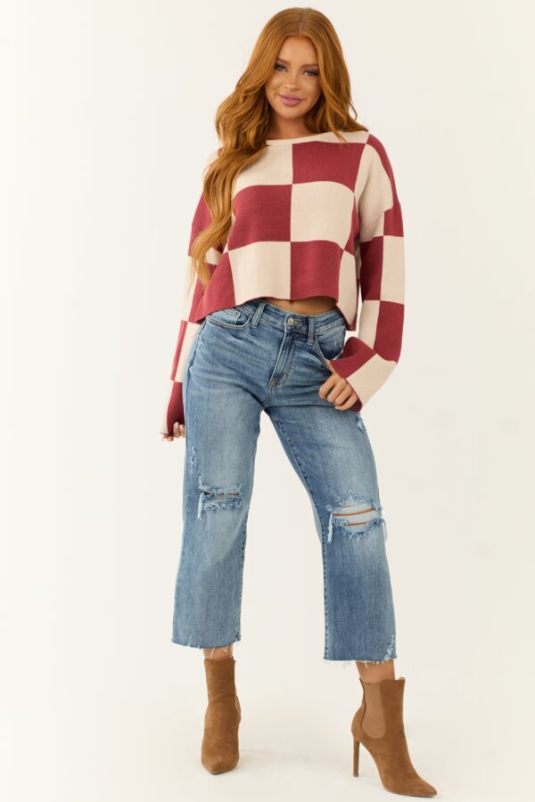 Light Wash Distressed Wide Crop Jeans - Image 3