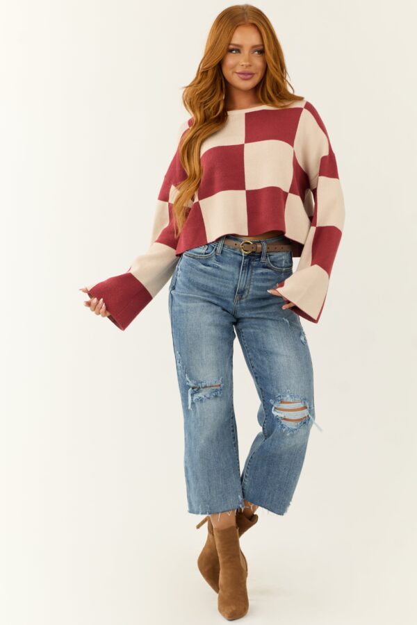 Light Wash Distressed Wide Crop Jeans - Image 6