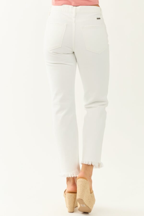 White High Rise Straight Leg Cropped Jeans - Image 5