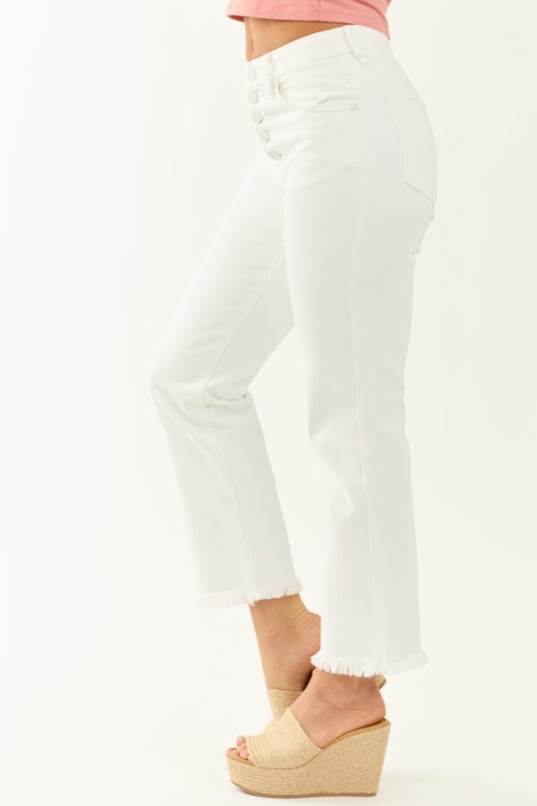 White High Rise Straight Leg Cropped Jeans - Image 4