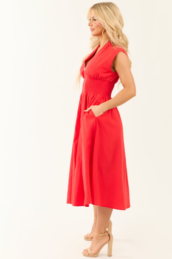 Lipstick Sleeveless Zipper Front Midi Dress - Image 5