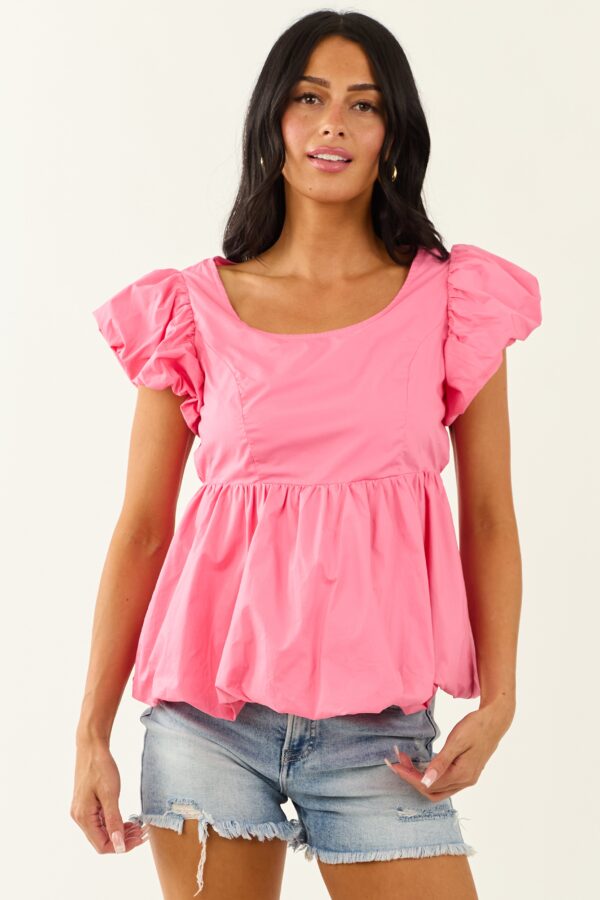 Short Puff Sleeve Cotton Top