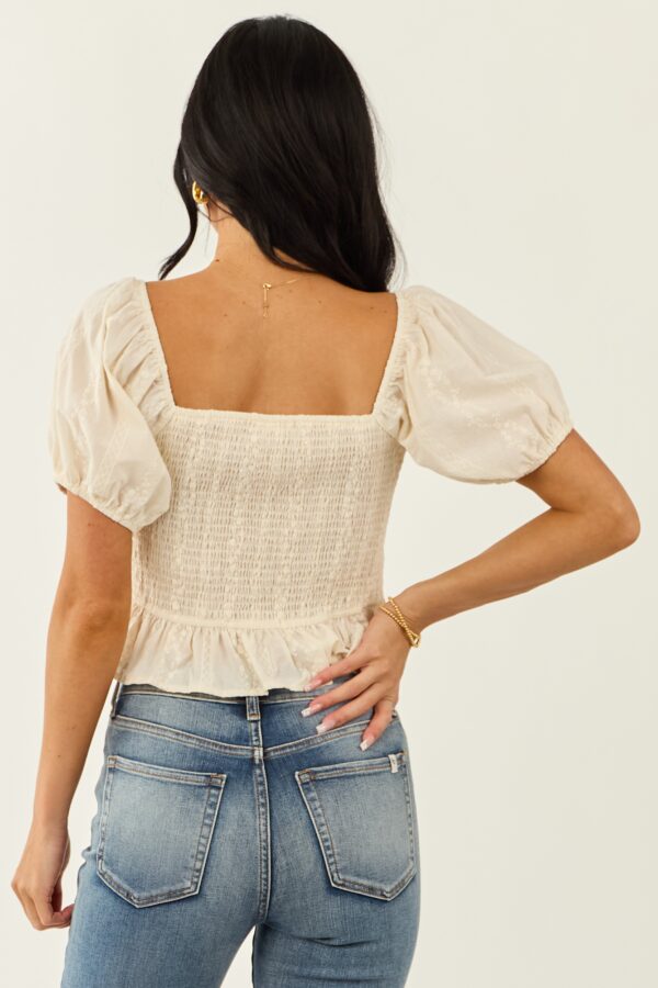 Champagne Puff Sleeve Cotton Blouse - Image 5