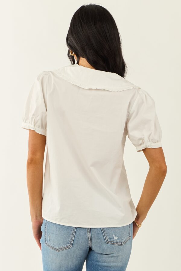 Ivory Cotton Button Up Short Sleeve Blouse - Image 7