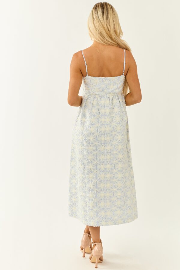 White 3D Floral Mesh Sleeveless Midi Dress - Image 5