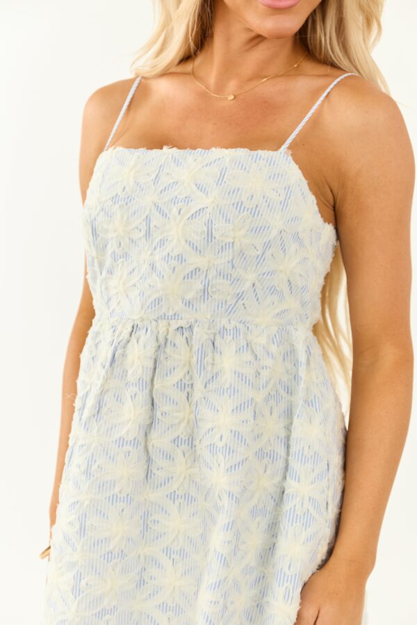 White 3D Floral Mesh Sleeveless Midi Dress - Image 6