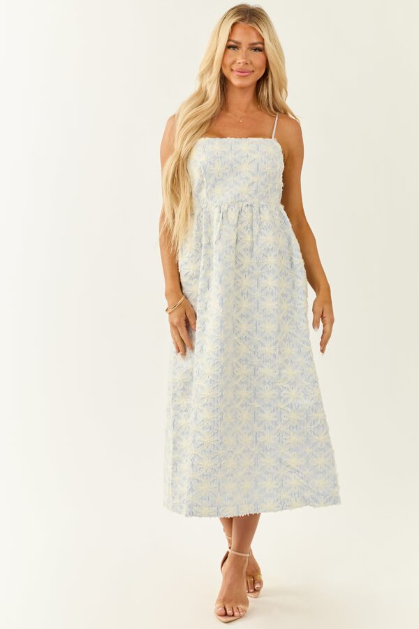 White 3D Floral Mesh Sleeveless Midi Dress - Image 2