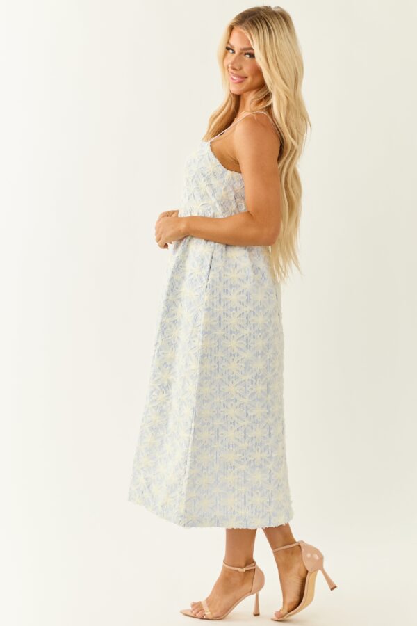 White 3D Floral Mesh Sleeveless Midi Dress - Image 4