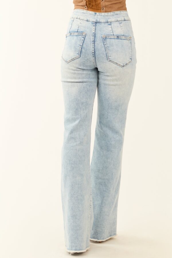 Mica Denim Light Acid Wash Stretchy Flare Jeans - Image 6
