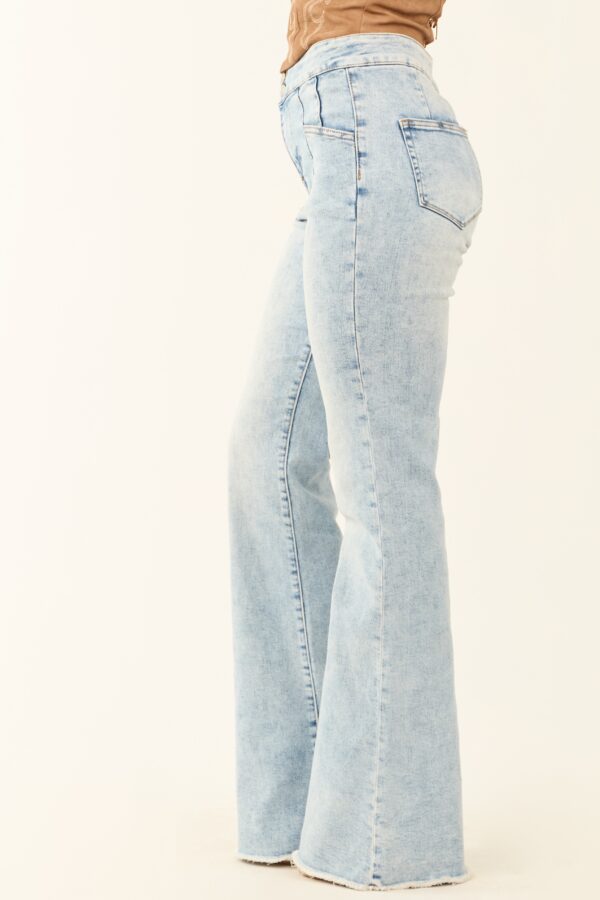 Mica Denim Light Acid Wash Stretchy Flare Jeans - Image 5