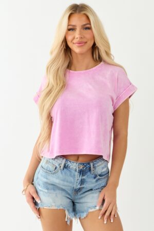 Orchid Soft Washed Cotton Short Sleeve Top
