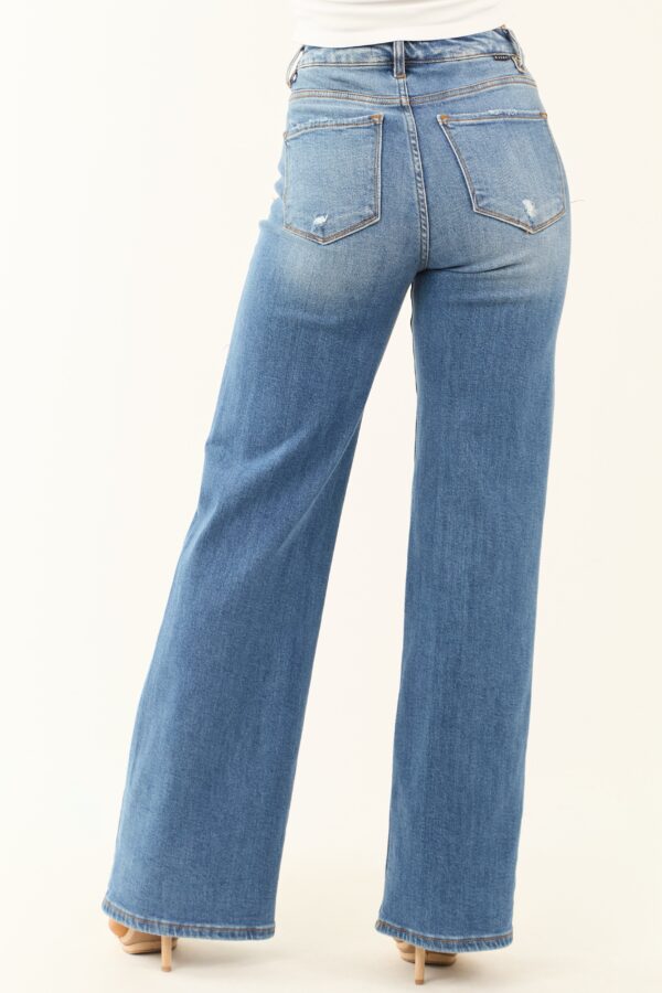 Medium Wash Lightly Distressed Wide Leg Jeans - Image 5