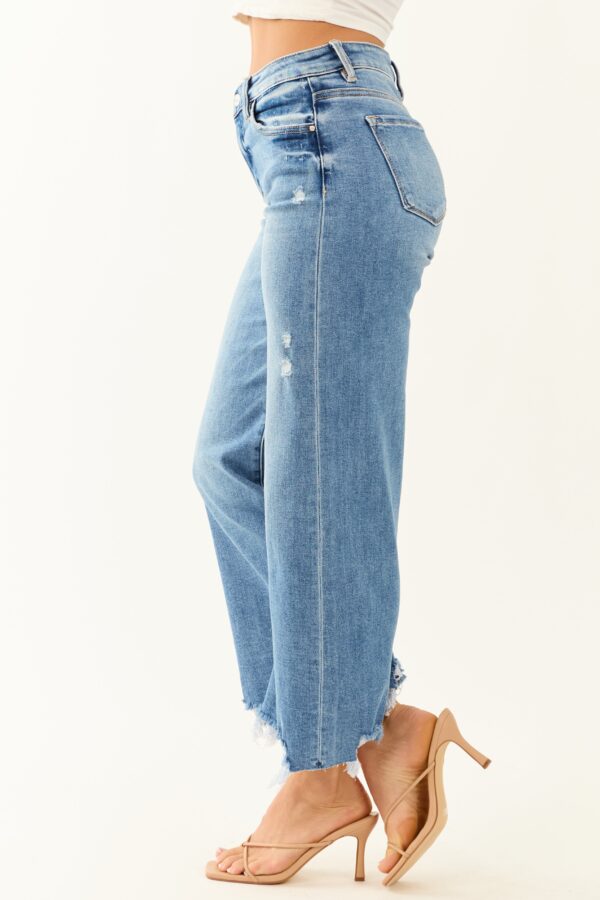 Medium Wash Stretchy Wide Leg Jeans - Image 4