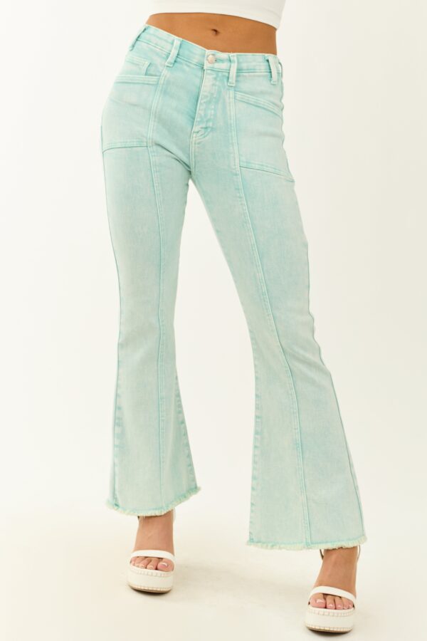 Turquoise Tummy Control Stretchy Flare Jeans - Image 2