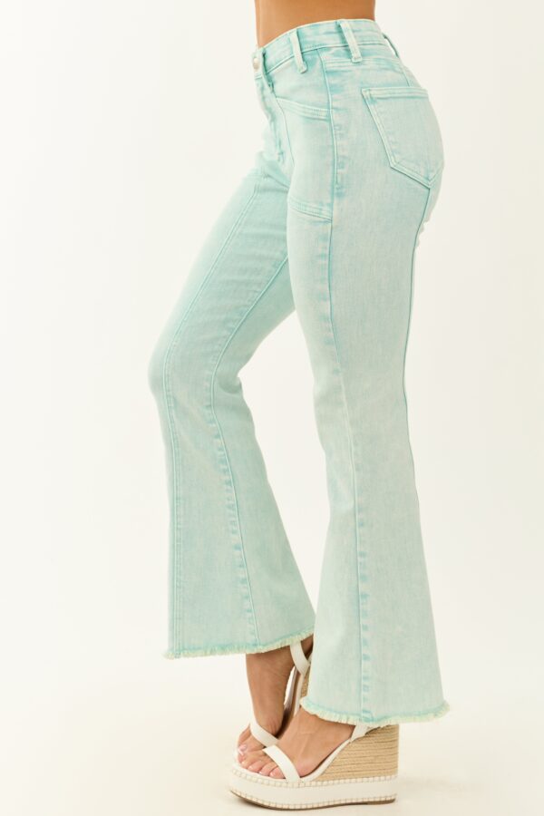 Turquoise Tummy Control Stretchy Flare Jeans - Image 4