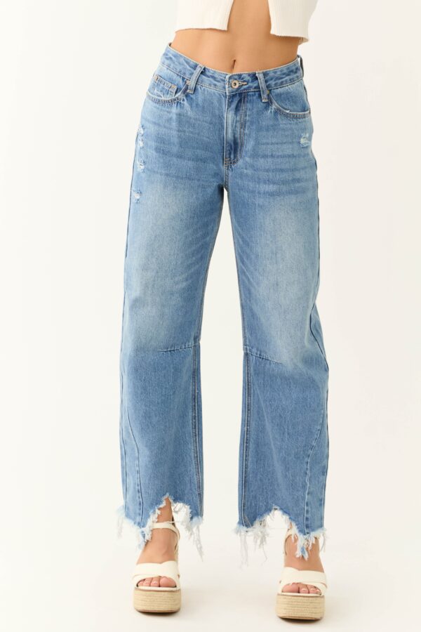 Special A Medium Wash High Rise Barrel Jeans - Image 2
